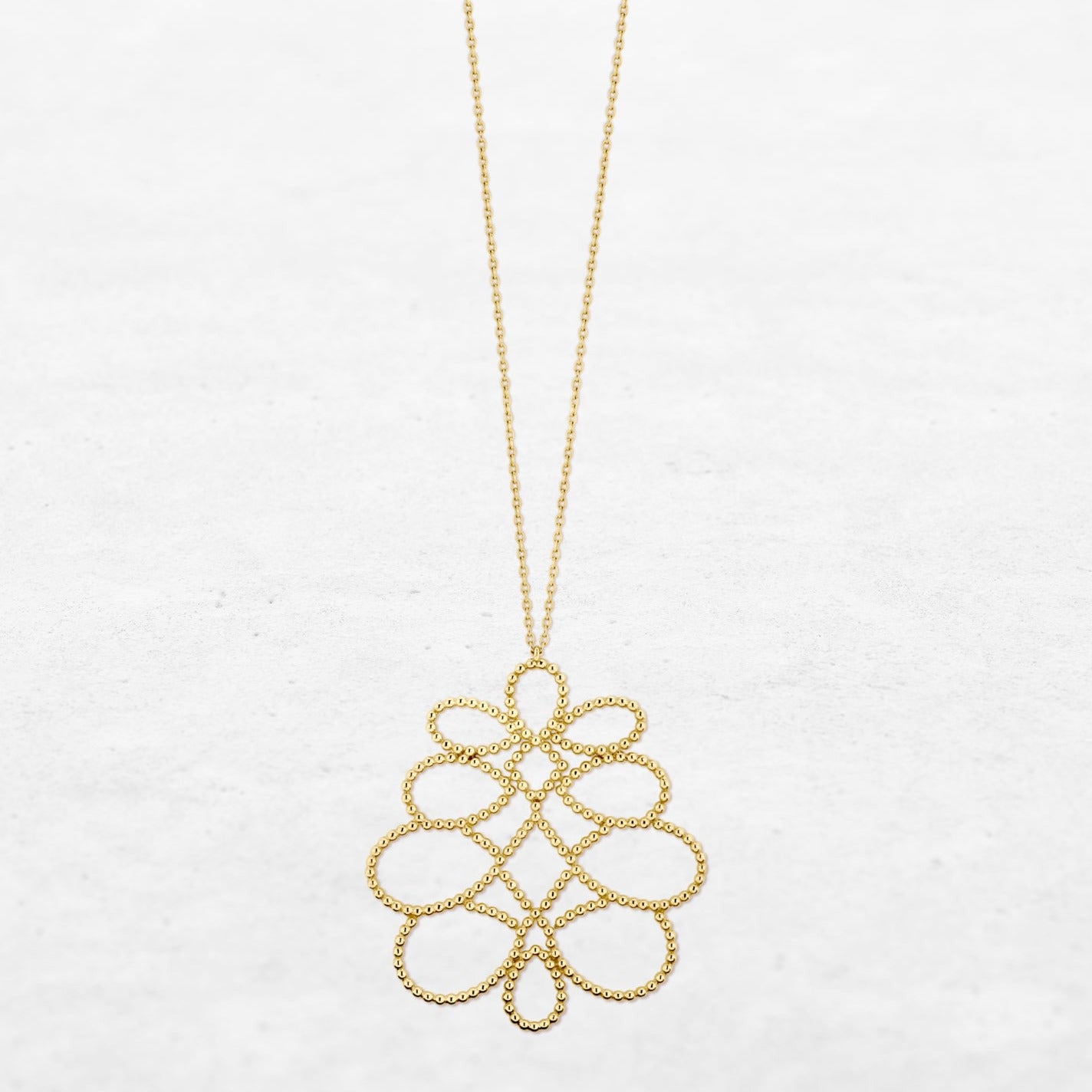 O! Jewelry Pine Necklace | OP-5889 – solid 18k gold, made in Belgium.