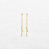 Timeless Leaf Earrings Low | OE-6034 with natural diamonds and 18k gold, responsibly made in Antwerp.