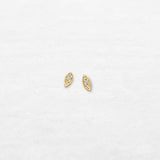 Single diamond leaf earring studs in yellow gold made by O! Jewelry