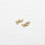 Luxury Leaf Earring | OE-6031 in 18-karat gold with hand-set natural diamonds, designed in Belgium.