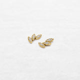 Luxury Leaf Earring | OE-6031 in 18-karat gold with hand-set natural diamonds, designed in Belgium.
