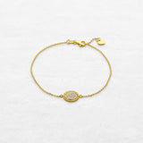 Bracelet with plateau set in diamonds in yellow gold made by O! Jewelry