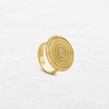 Luxury Platform Ring | OR-8161 in 18-karat gold with hand-set natural diamonds, designed in Belgium.