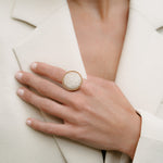 Luxury Plateau Ring | OR-4113 in 18-karat gold with hand-set natural diamonds, designed in Belgium.