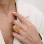 Platform Ring | OR-8161 with ethically sourced natural diamonds in 18k gold, handcrafted in Antwerp.