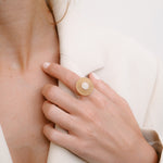 Timeless Sombrero Ring | OR-5668 with natural diamonds and 18k gold, responsibly made in Antwerp.