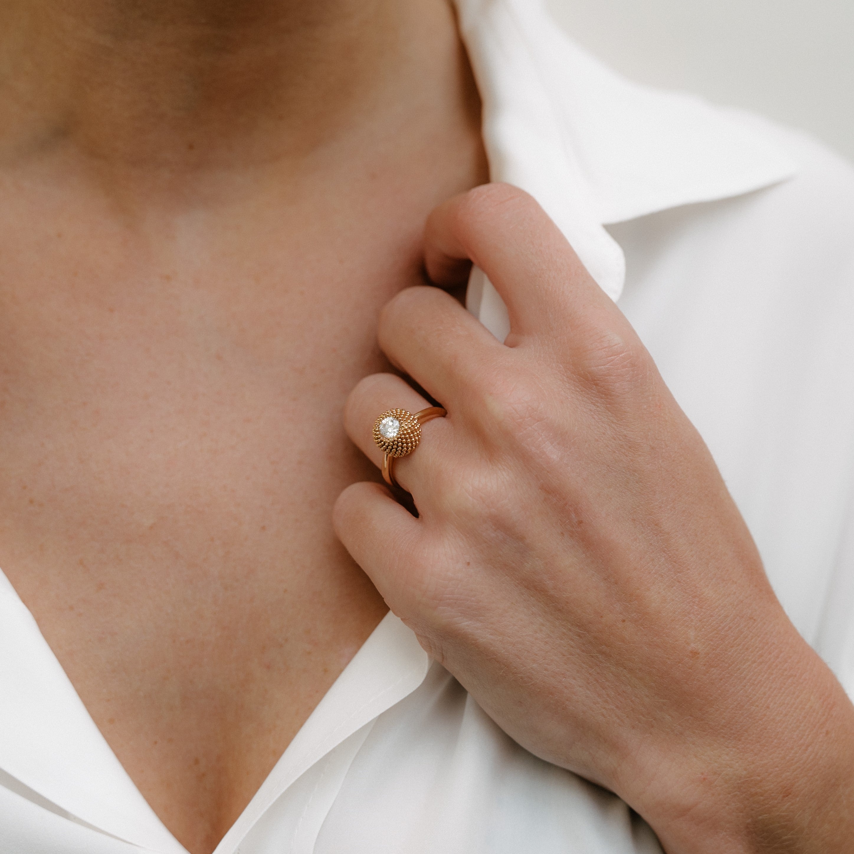 Affiance Ring | OR-5185 with ethically sourced natural diamonds in 18k gold, handcrafted in Antwerp.