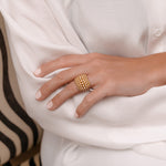 O! Jewelry Beehive Ring | OR-6010D – made in Antwerp with 18k gold and ethically sourced diamonds.