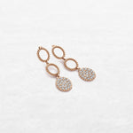 Circular earrings with bottom circle set in diamonds in rose gold made by O! Jewelry