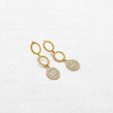 Circular earrings with bottom circle set in diamonds in yellow gold made by O! Jewelry