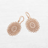 Embroidery earrings with diamond in rose gold made by O! Jewelry