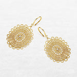 Ornament embroidery earrings with diamond in yellow gold made by O! Jewelry