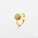 golden engagement ring with diamond made by O! Jewelry