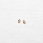 Single diamond leaf earring studs in rose gold made by O! Jewelry