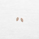 Single diamond leaf earring studs in rose gold made by O! Jewelry