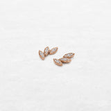Triple diamond leaf earring studs in rose gold made by O! Jewelry