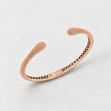 O! Jewelry OB-2030 textured cuff bracelet in rose 18 karat gold, angled view